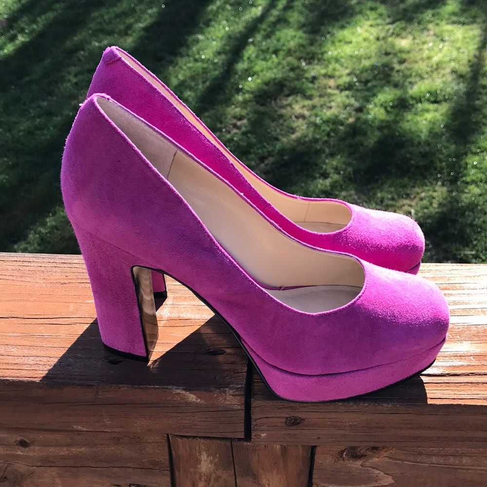 🌷 NEW Nine West Hot Pink Suede Platform Heels 🌷